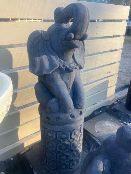 Large elephant on stand charcoal